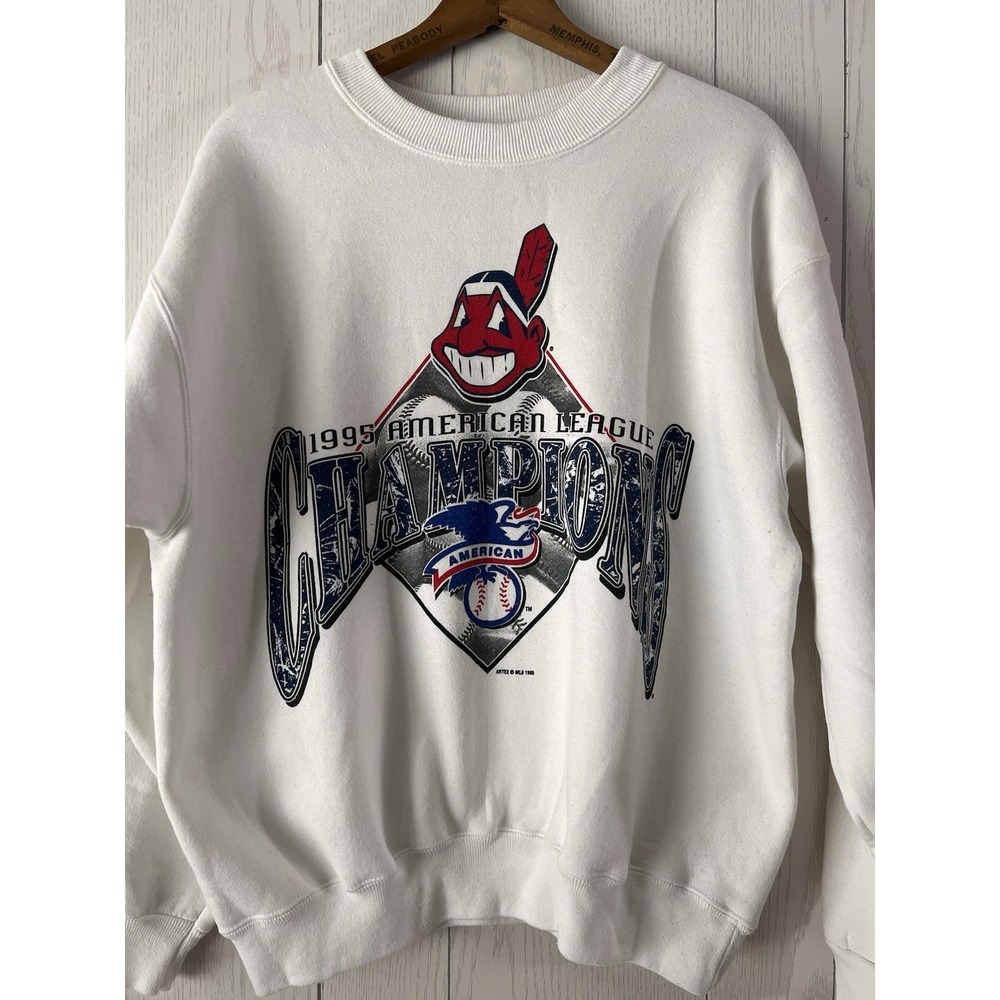 Vintage Cleveland Indians Sweatshirt Mens Large AL Champs Chief‎ Wahoo 1995 Lee